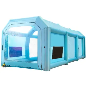 summervibes VEVOR Inflatable Paint Booth, 39.4x16.4x13.1 ft Spray Paint Booth, with 2 Powerful Blowers, Inflatable Spray Booth with Air Filter System, Car Paint Booth for Car Parking Tent Workstation, Blue