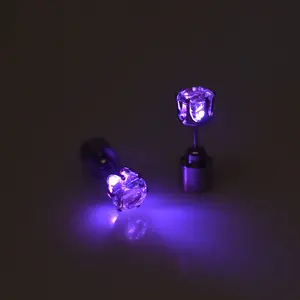 1 Pairs of Colorful LED Flashing Crown Color-Changing Earrings, Unisex Fashion Party PromNightclub Accessories, Making You the MostAttractive Party Gift Pretty Studs