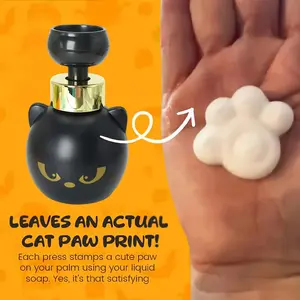 Cute Cat Paw Foam Dispenser with Auto Pump - Black Cat Design, Cat Claw-Shaped Foam Maker, Manual Operation Bathroom Kitchen Shower Accessory, Soap Lotion Dispenser for Pet Lovers, Christmas Gift