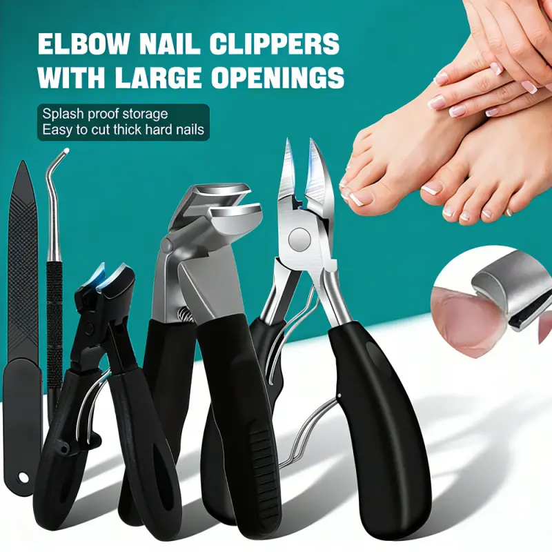 5Pcs Nail Care Kit For Ingrown & Thick Toenails - Heavy-Duty Clippers Set With Nail File, Cuticle Nippers, And Grooming Tools