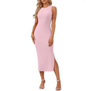 AUSELILY Womens Summer Bodycon Dresses 2025 Basic Sleeveless Knit Tank Midi Dress