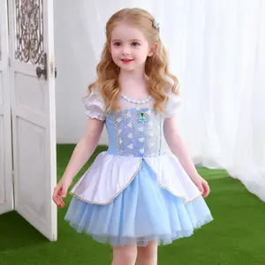 Girls' Blue Princess Tutu Dress with Sparkling Heart & Tulle, Perfect for Birthdays, Cosplay & Dance Performances