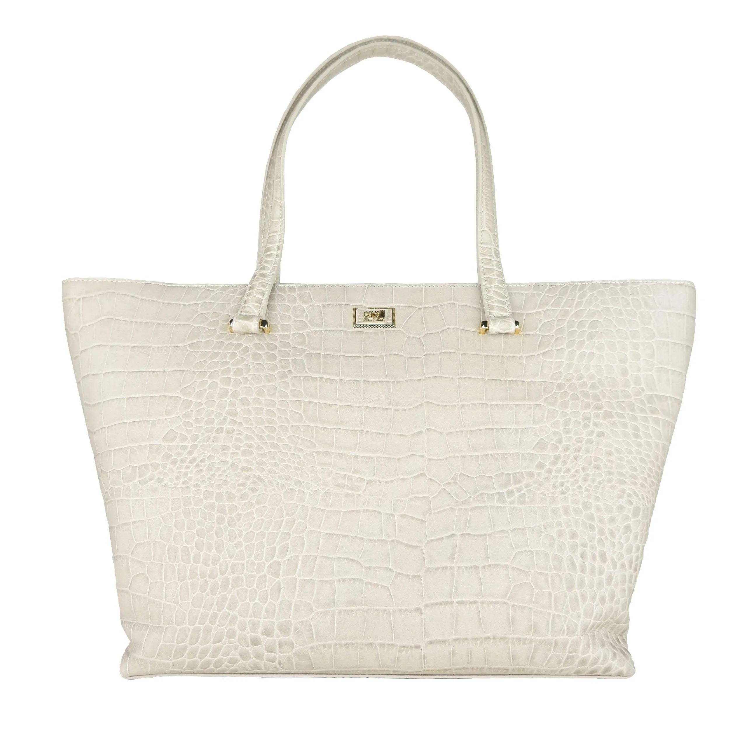 Cavalli Class White Leather Di Calfskin Handbag