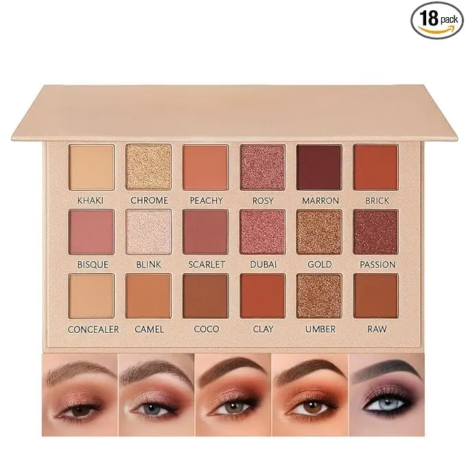 Eyeshadow Palettefor Older Women – Champagne Shimmer Matte & Glitter Finish with Built-In Concealer Shade – Mauve Plum Brown Nude Eyeshadow Palette, Cream Eyeshadow for Mature Skin