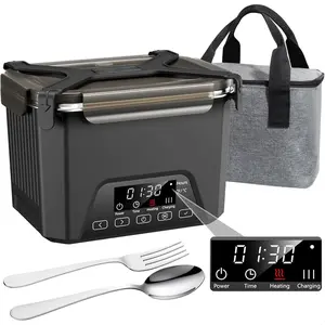 Cordless Electric Lunch Box, 1.2L Self Heating Lunch Box Battery Powered with Automatic Heating, BPA Free, Meal Prep Friendly, Portable Food Warmer for Work, Construction, Truck & Travel (Black)