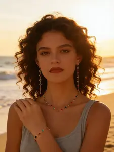 3-Piece Rainbow Heart Set / Colorful Heart Necklace + Bracelet + Earrings • BFF Matching • Boho • Vintage Y2K • Spring Vibe • Music Festival Jewelry Set