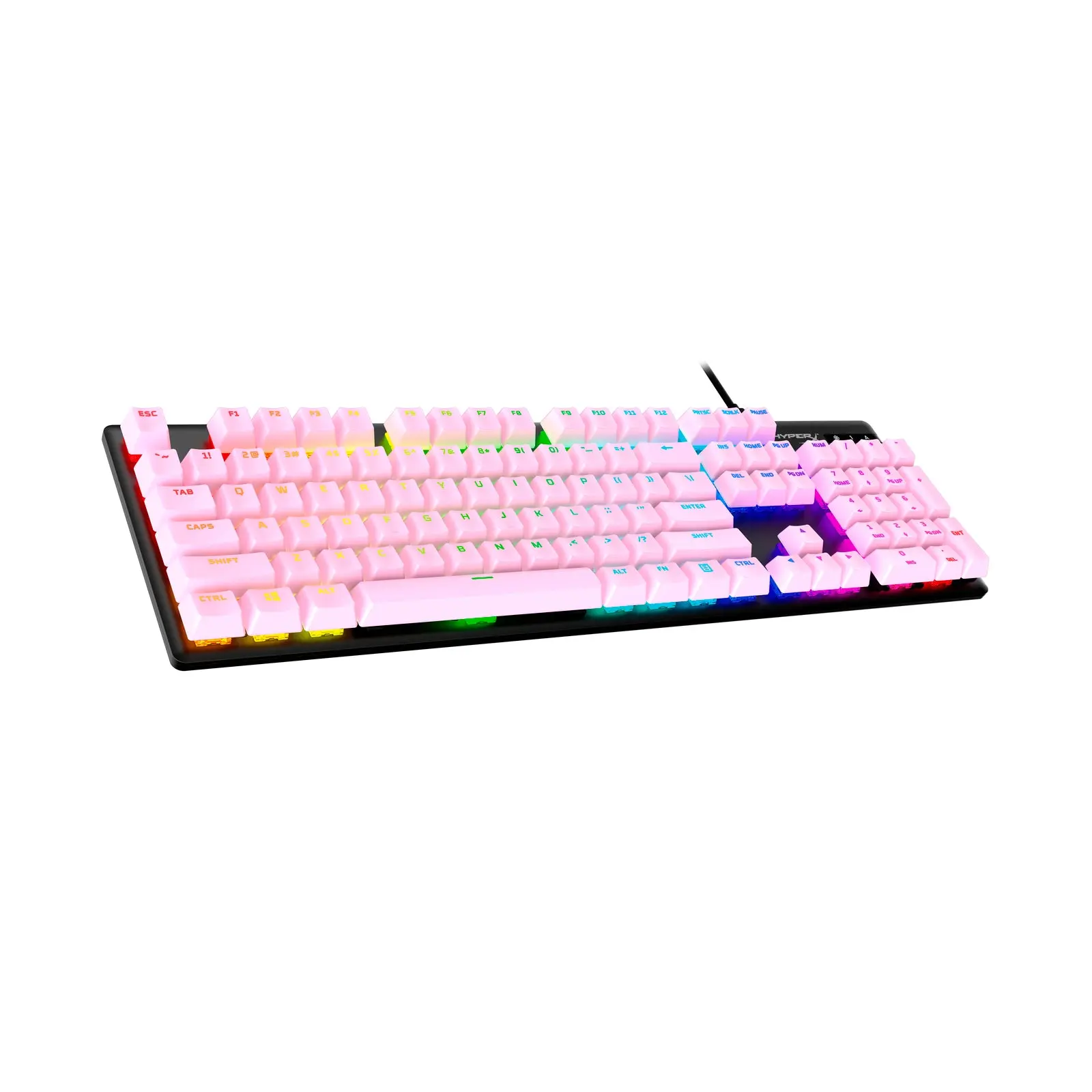HyperX Full Set PBT Plastic Keycaps - Wired, Lighted, Customizable Mechanical Keyboard Compatible with Standard Bottom Row Design, Standard Bottom Row Compatibility