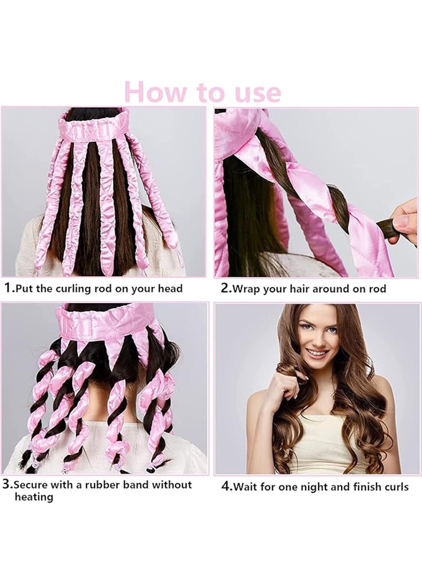 Octopus Heatless Curling Rod No Heat Hair Curle Soft No Heat Wave Curling Tool, Overnight DIY Hairstyle Accessory, Heatless Hair Curler 8 Detachable Claw Straps & Adjustable Headband Overnight