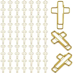 70 Pack Gold Cross Paper Clips, Decorative Paper Clips and Bookmarks for Bible Study, Journaling, Church Office and Home Use