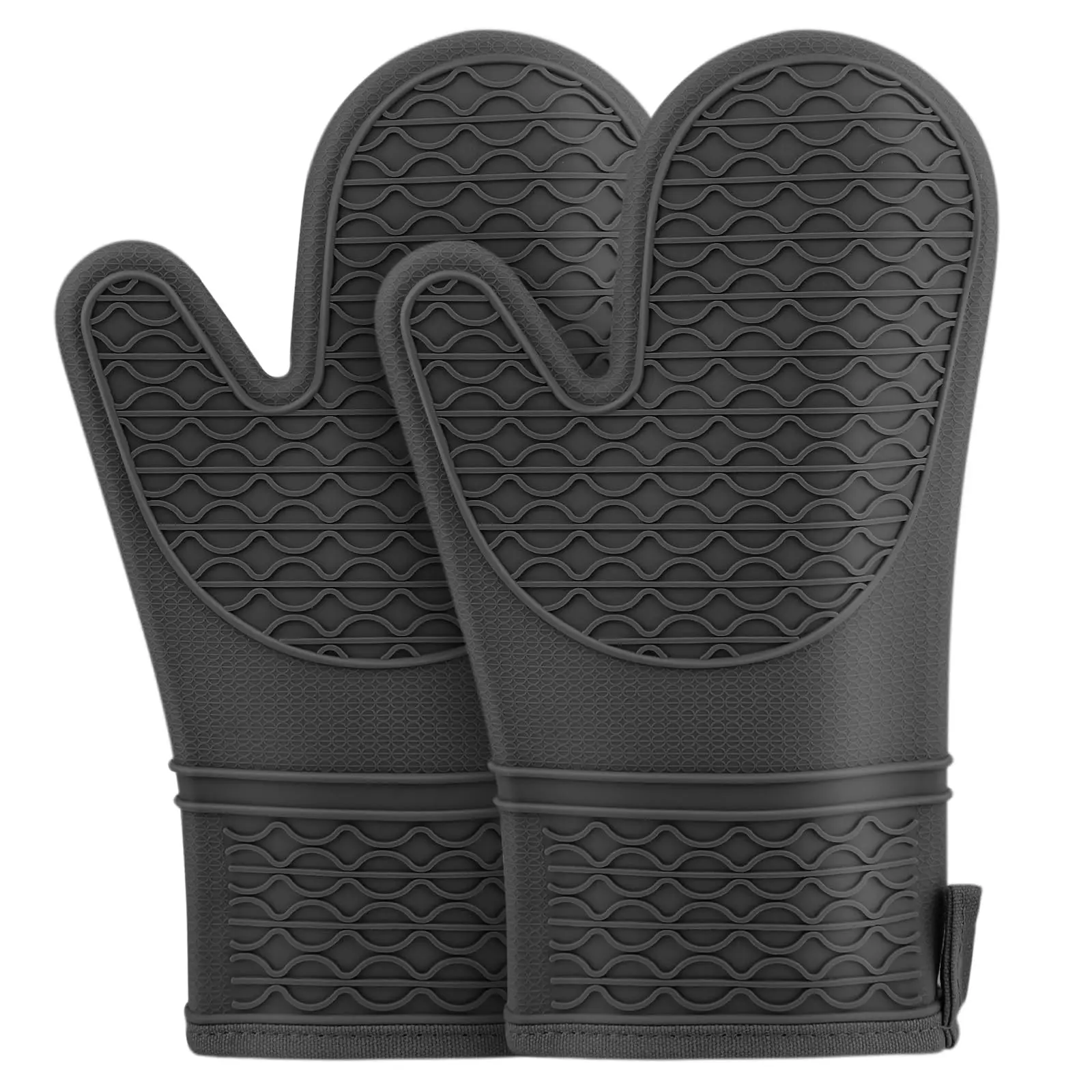 Silicone Oven Mitts, Heat Resistant Insulation 2 PCS Oven Mitts with Soft Cotton Lining, Non-Slip Grip Insulated Oven Glove, Kitchen Potholder Mits for BBQ, Baking, Cooking Kitchenware