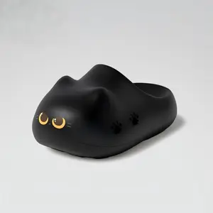 Viral Cute Black Cat Clogs for Women Men, Waterproof Arch Support Slippers, Kawaii Cat Paw Closed Toe Cloud Slides, Indoor Outdoor Couple Shoes, Soft EVA House Slippers for Cat Lovers, Perfect for Home Garden Casual Wear