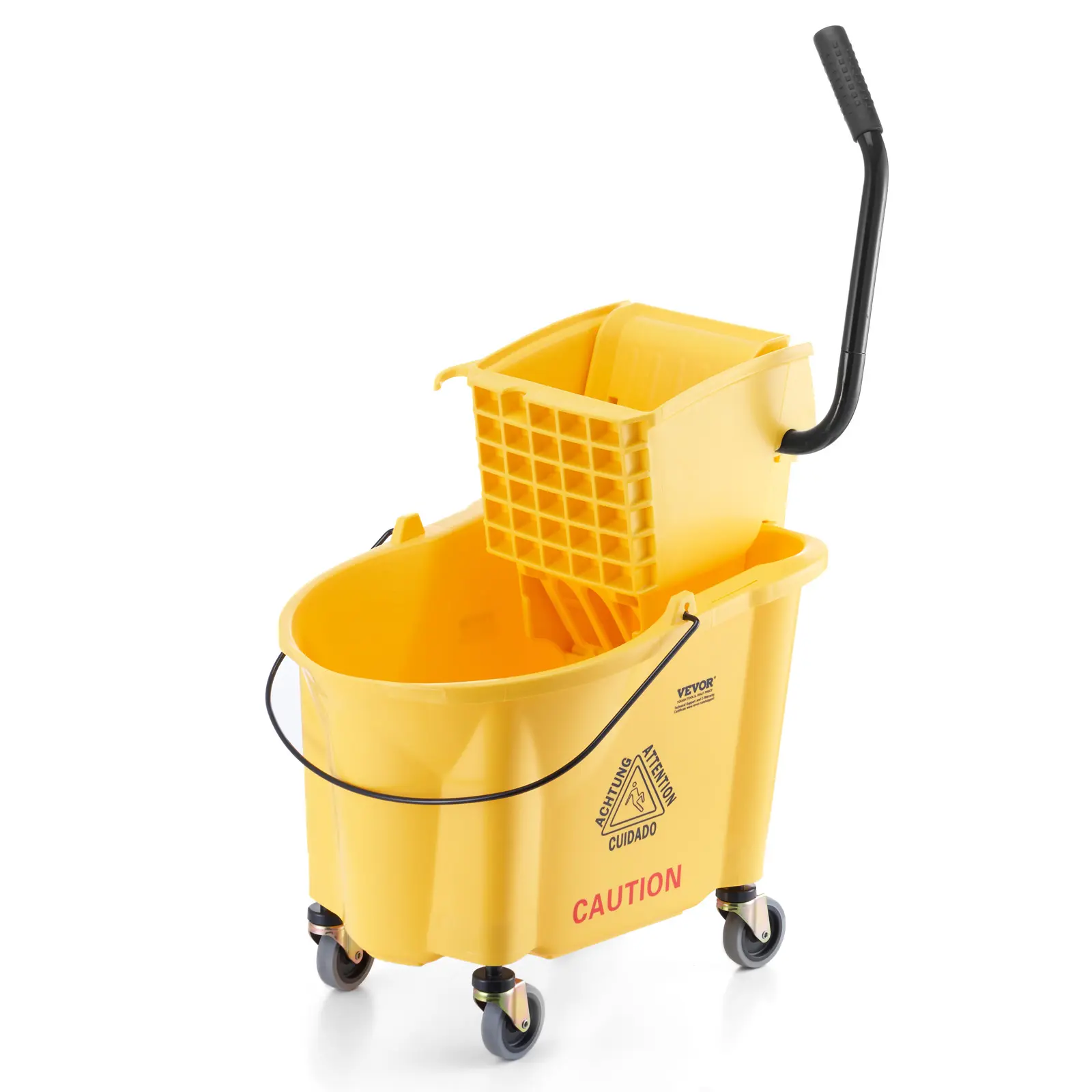 VEVOR Mop Bucket with Wringer, 35 Qt. Commercial Mop Bucket with Side Press Wringer, Side-Press Mop Bucket and Wringer Combo on Wheels, for Professional/Industrial/Business Floor Cleaning