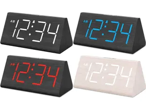 Wooden Digital Alarm Clock for desktop - Stylish Electric Desk Clock with Large Display, USB Charging Port, Battery Backup, Adjustable Volume, Dimmer, Snooze Feature, DST Option, and 12/24 Hour Format in Elegant Wood Finish" Decor Light Gift Minimalist