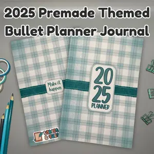 Unique 2025 Bullet Planner Journal Premade with Dated Monthly/Weekly Layouts, Variety of Themes, 191 Pages