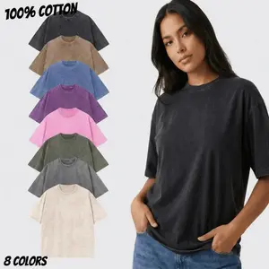 1/6 PCS Women Cotton T-Shirts Oversized Half Short Sleeves Casual Loose Soild Streetwear Tops, Unisex Retro Street T-Shirts, Loose Fit Acid Washed