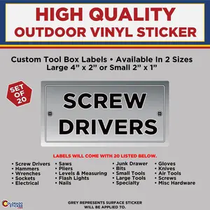 Tool Box Labels, Tool Label, High Quality Vinyl Sticker Set