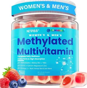 Methylated Multivitamin for Women & Men Gummies w/ Omega-3, Calcium, D3 K2, Methylfolate & B12, TMG, Daily Vitamin A, C, E, B Complex, Magnesium, CoQ10, Probiotic for Overall Health- Vegan, Sugar Free