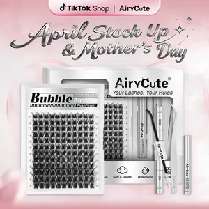 Fluffy Lash Clusters, Bubble AiryCute Voluminous Queen False Eyelashes, Ultra-Dense Waterproof Long-Lasting Volume Style, Easy Apply Beginner-Friendly DIY Cluster Lashes for Flawless Trendy Look