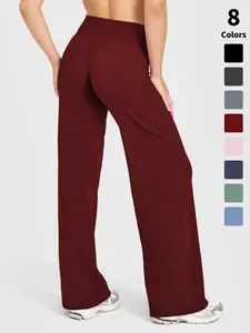 High Waist Wide Leg Yoga Pants for Women, Tummy Control Flared Lounge Pants, Seamless Workout Athletic Pants for Gym, Daily Wear