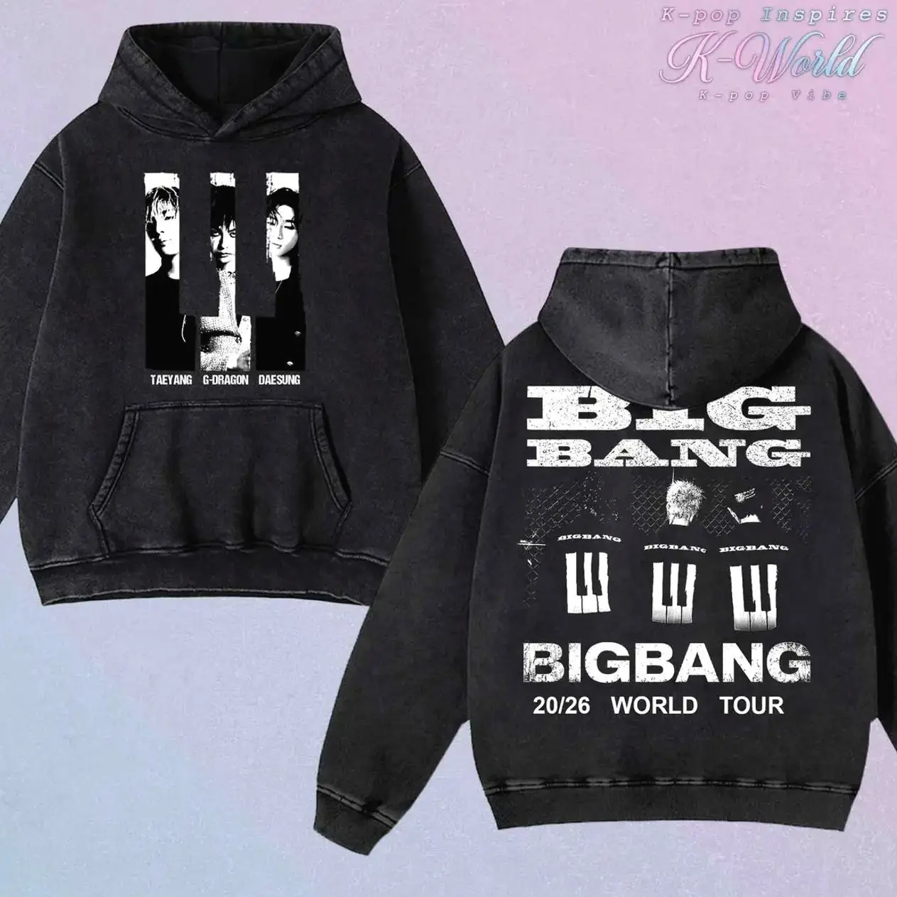 Vintage Big Bang 2026 Tour Washed Shirt Hoodie Sweatshirt, 20th Anniversary BigBang Wash Shirt, BB Kpop Tshirt, Retro 90s K-pop T-Shirt, Gifts For VIP Fan, Vintage Music Tour Graphic Tee, GDragon Taeyang Daesung Top, BIGBANG Era Outfit Apparel OO2