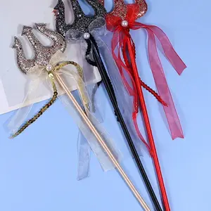 10/4/1 pcs-Halloween Devil Trident Prop Set, King Spiral Fork, Demon Accessory, Fairy Magic Wand, Party Props for Birthday, Halloween, Christmas