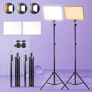 UEGOGO 2-Pack 10-inch LED Panel Fill Light, VideoLighting Kit, Dimmable Studio Lights with 63-inch TripodStand & Phone Holder, Ideal for Video Recording & GameLive Streaming