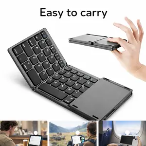 Foldable Wireless Keyboard, Rechargeable Portable Mini Folding Keyboard for iPad, Tablet, Phone, Windows, Android & iOS Devices, Compact Travel Keyboard