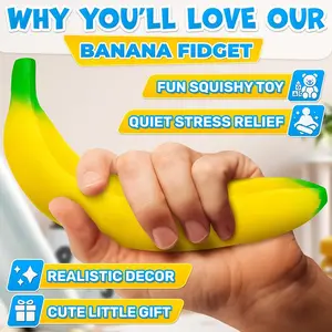 Soft Stretchy Banana Finger Toy, Stress Relief Anxiety Reducer, Focus Enhancer, Squeeze Fun, Bananas Squishies, Good Mood Booster, Stress Relief Fidgets