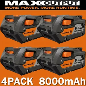High-Quality 4Pack R840087 8.0Ah 18V Replacement For Ridgid 18V Lithium Battery R840087 R840083 R840086 R840085 R840084 AC840085 AC840086 AC840087P AC840089 Power Tools Portable Industrial