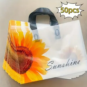 Sunflower Pattern Gift Bag, 20/50pcs Party Birthday Wedding Gift Bag with Handle, Birthday Gift Decoration, Wedding Decoration, Party Supplies