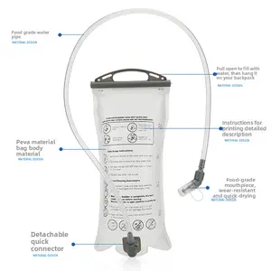 Outdoor sports water bag Hiking hiking soft water bag Off-road running Portable folding 1.5L capacity drinking water bag