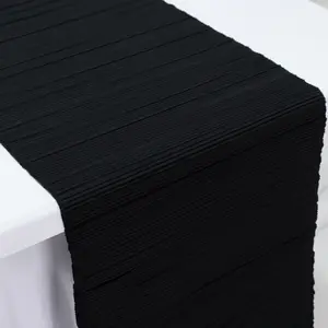 Scuba Table Runner 12" x 108" Black Accordion Pleated – Wrinkle Free & Stain Resistant Textured Table Accent