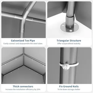 Portable Carport Storage Shed, 6' x 8' Motorcycle Tent, Waterproof & UV-Resistant with Roll-Up Zipper Doors, Gray Outdoor Shelter for Bikes, Tools & Equipment