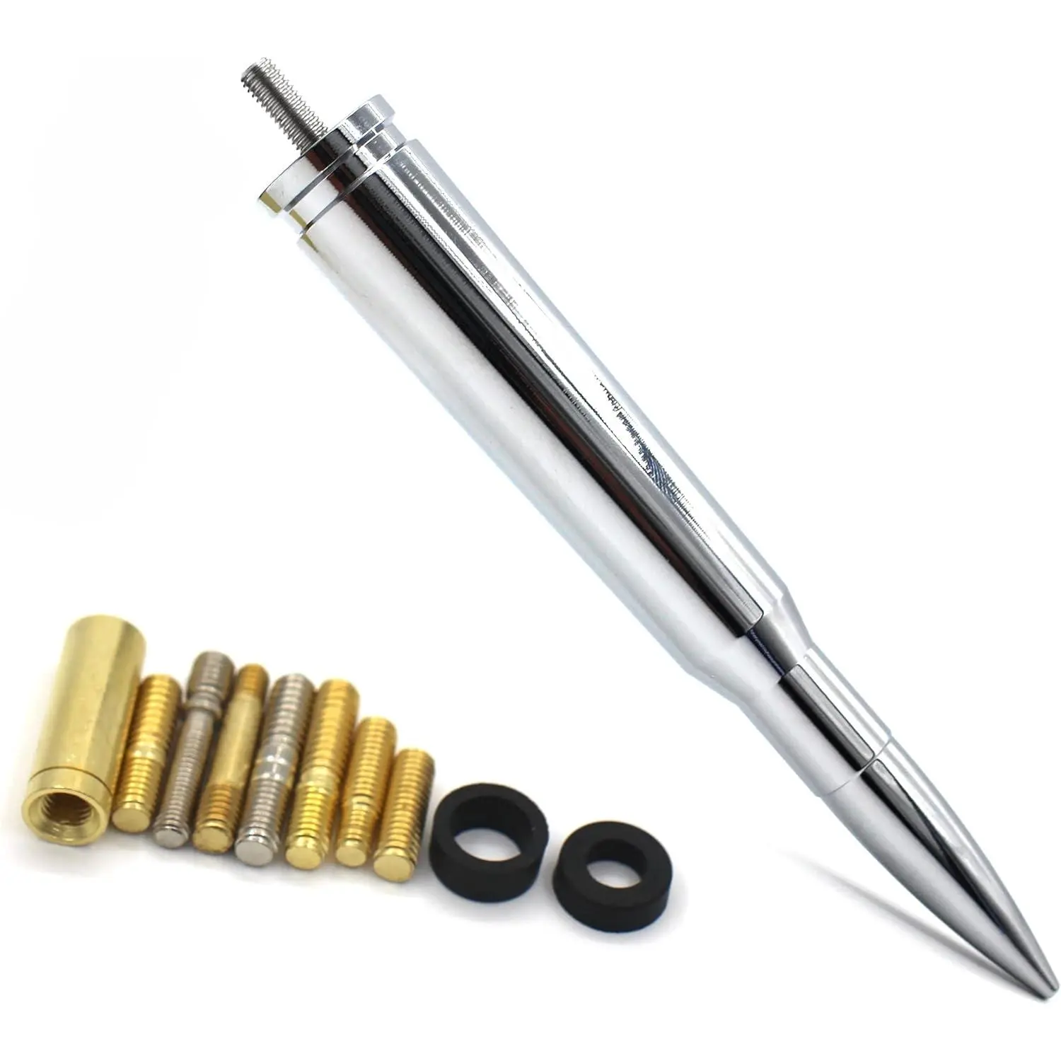 Chrome Bullet Antenna 50 Cal Bullet Car Truck Antenna Truck Accessories Silverado 1500 F150 F250 F350 Ram 1500 GMC Sierra 1500 Ranger Short Replacement Antena