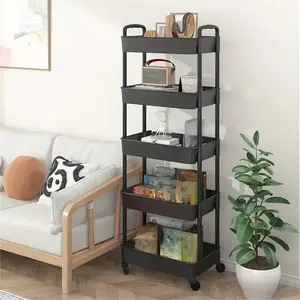 Small Cart Storage Rack, Floor-Standing Kitchen Bathroom Organizer, Mobile Toilet Bedroom Bedside Storage Shelf, Space-Saving Furniture