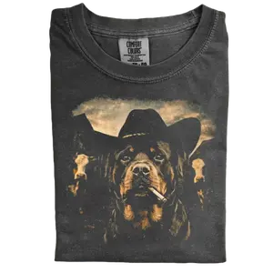 Comfort Colors Rottweiler Western T-shirt, Retro 90s Edgy Dog Meme Tee, Unisex Fit Design, Casual Streetwear, Gift for Dog Lovers