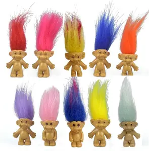 10PCS Mini troll Dolls, Assorted Hair Colors Vintage troll Dolls Action Figures 1.2" Cake Toppers Chromatic Adorable Cute Little Guys Collection, School Project, Arts Crafts, Party Favors
