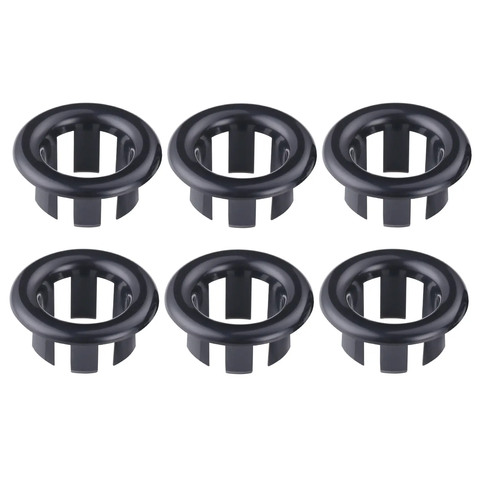 WOWOW 6-Pack 22mm Matte Black ABS Sink Overflow Rings - 22mm Hole Corrosion-Res. Drain Caps, Bathroom Fixtures Accessories for Homeowners’ Bathroom Decor & Kitchen Basins Trim Inserts, Modern and Shiny Plug-and-Play Durable Overflow Cap