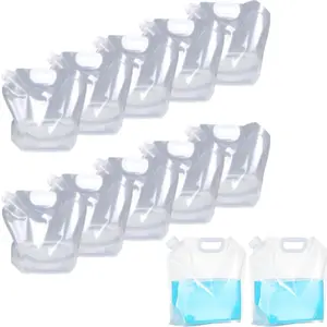 12Pcs Collapsible Emergency Water Jug Container Bag, Freezable, BPA Free Plastic Water Carrier Tank, Outdoor Folding Water Bag for Sport Camping Riding Mountaineer Backoacking 1.3 Gallon (Caliber 0.78 inch) - Home Improvement.