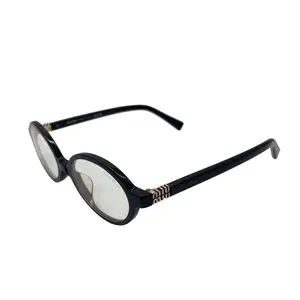 Pre-owned MiuMiu Regard Blue Lens Oval Frame Glasses Black