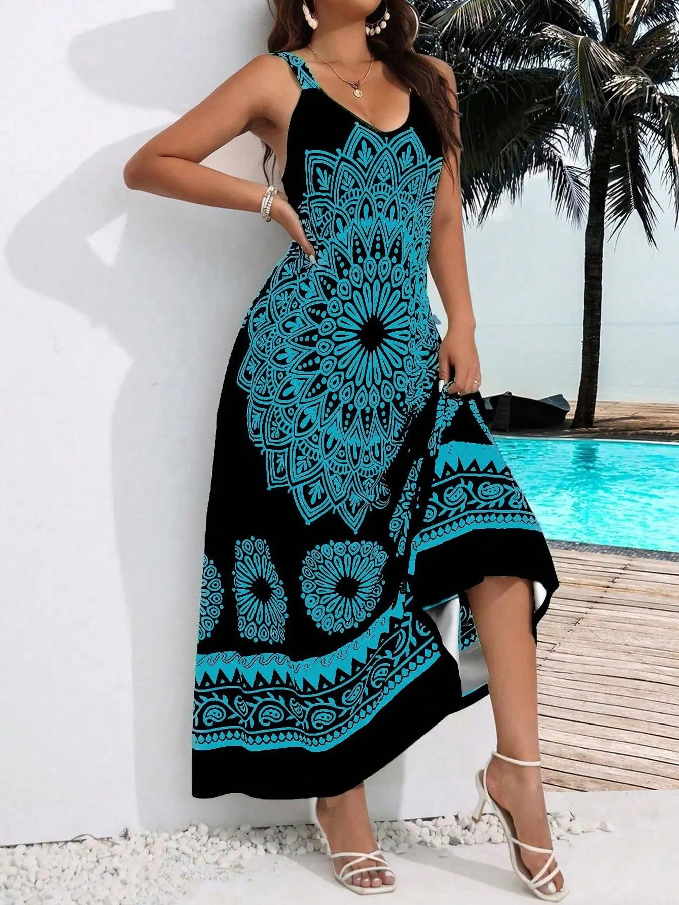Plus Size Ethnic Pattern Backless Scoop Neck Fitted Cami Dress, Boho Bohemian Fashion Chic Sleeveless Casual A Line Long Dress for Beach Holiday Vacation, Women's Plus Clothing for Summer - TikTok Shop Plus Size Ethnic Pattern Backless Scoop Neck Fitted Cami Dress, Boho Bohemian Fashion Chic Sleeveless Casual A Line Long Dress for Beach Holiday Vacation, Women's Plus Clothing for Summer - TikTok Shop