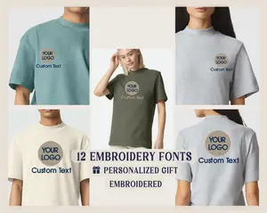 Embroidered - Custom Logo Mockneck T-shirts for adults - Personalized Gift