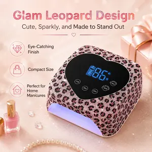 Leopard Diamond 72W Wireless UV LED Nail Lamp, Rechargeable Gel Polish Dryer with Smart Touch Timer Home Salon Manicure Cordless