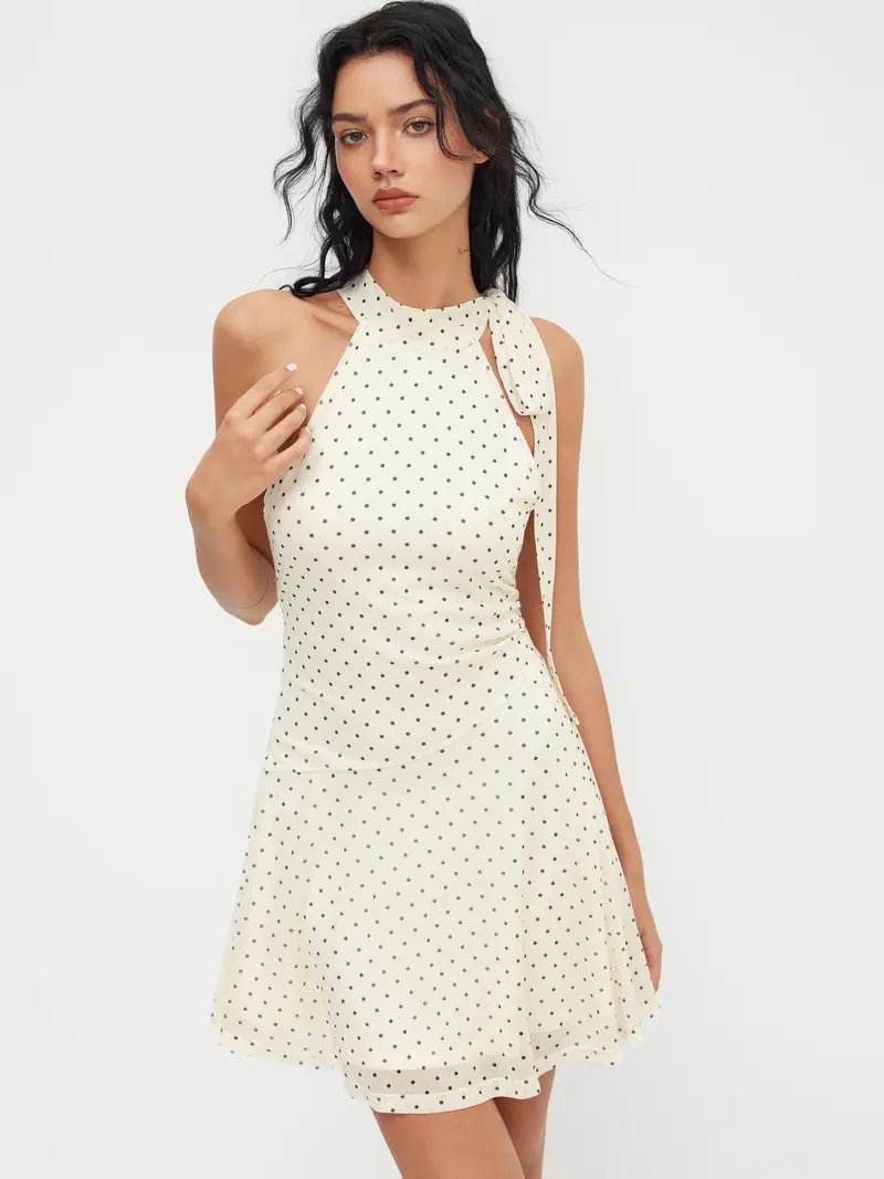 polka dot hoco dress Sexy Black Polka Dots Short Party Dress – FancyVestido main image 0