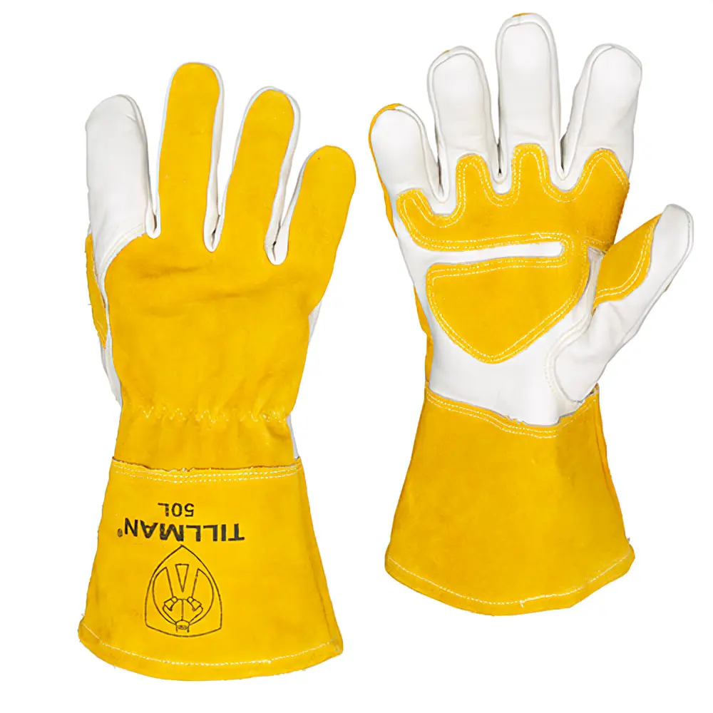 Tillman 50 Reinforced Welder Work Safety Gloves - Premium Top Grain Goatskin Palm, Split Cowhide Back, Kevlar Reinforcement, Winged Thumb, Exceptional Protection, Ideal for Flux-Cored Welding, Heavy Equipment Frame Repair, Long Sessions, Dual-Shield Weldi