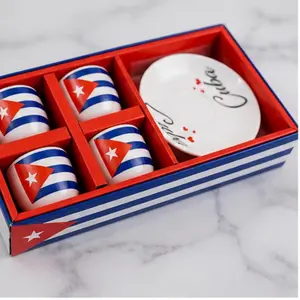 Cuban Style Espresso Cup Set – 4 Cups + Saucer – Coffee Set Gift
