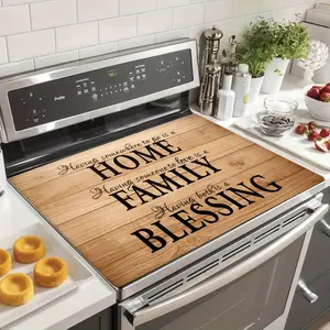 Family Blessing Quotes Pattern Rubber Stove Protective Cover - Heat resistant, Non slip, Water absorbent, Easy to clean, Oven Pad, Refrigerator Pad, Kitchen Stove Cover, Suitable for Oven, Washing Machine and Electrical Surface Protection