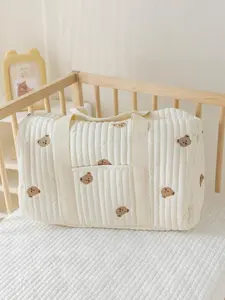Cute Bear Pattern Quilted Storage Bag, Lightweight Large-Capacity Shoulder Bag, Multi-functional Storage Bag for Outdoor Use, Newborn to Toddler Essentials, Multifunctional Diaper Bag, Diaper Bag, Lightweight Diaper Handbag
