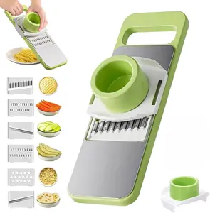 6 in 1 Vegetable Cutter Stainless Steel KitchenSlicer Dicer Grater TimeSaving Food Processor Home Cooking EssentialTool Utensils with 6 Interchangeable Blades meal prep containers kitchen supplies mandoline slicer girly kitchenware bagel chopper peeler