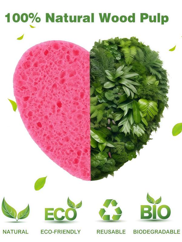 LMMAKE Natural Facial Cleansing Sponges 20pcs Heart-Shaped Puffs for Makeup Removal & Gentle Exfoliation Chemical-Free 100% Natural Material for Sensitive Skin Care Perfect for Travel Daily SPA Rituals & Eco-Conscious Beauty Regimens